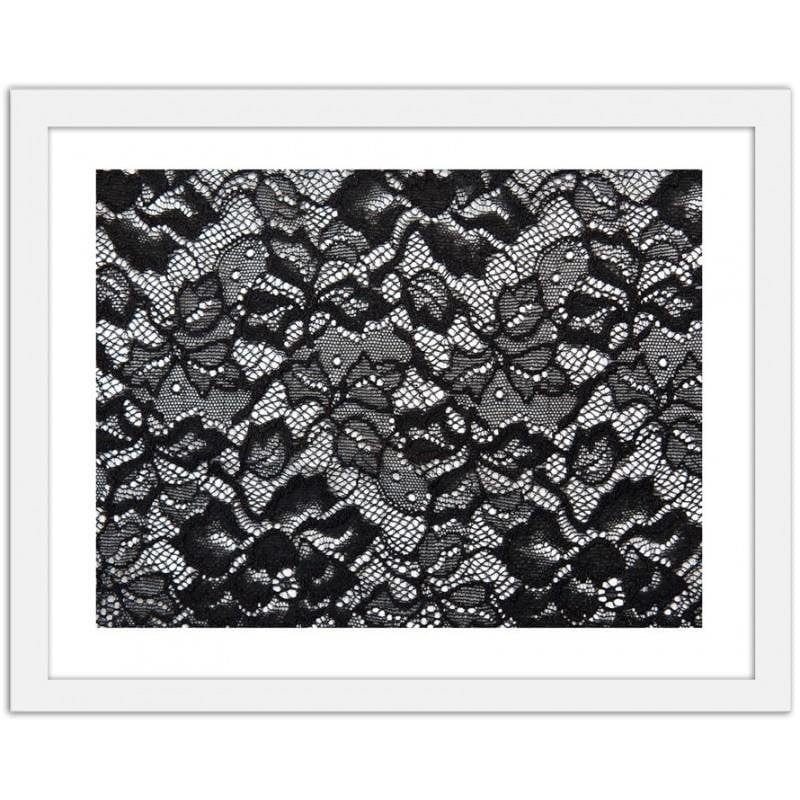 Glezna baltā rāmī - Lace with floral design Home Trends DECO