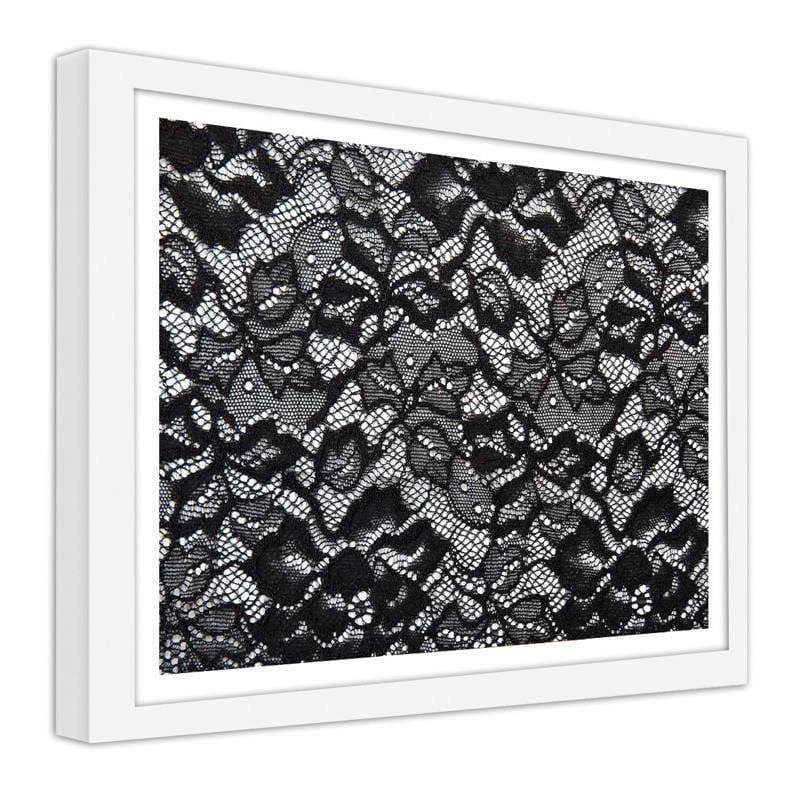 Glezna baltā rāmī - Lace with floral design Home Trends DECO