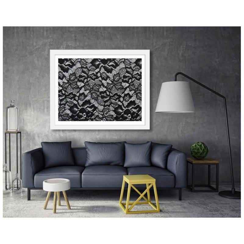 Glezna baltā rāmī - Lace with floral design Home Trends DECO
