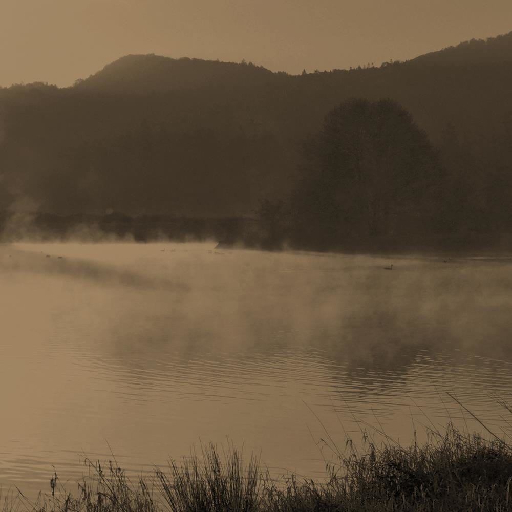 Glezna baltā rāmī - Lake In The Fog 1 Home Trends DECO