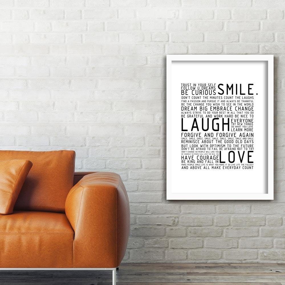 Glezna baltā rāmī - Laugh Home Trends DECO