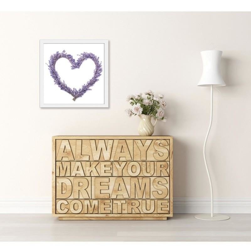 Glezna baltā rāmī - Lavender heart Home Trends DECO