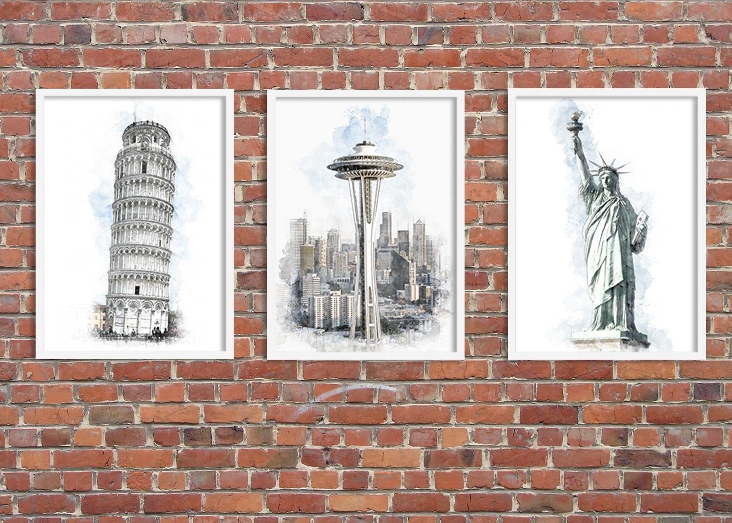 Glezna baltā rāmī - Leaning Tower Grey Home Trends DECO