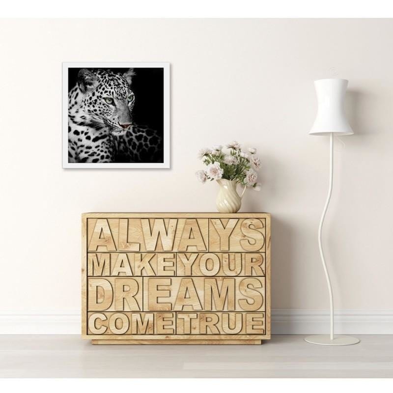 Glezna baltā rāmī - Leopard Home Trends DECO