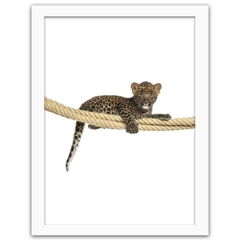 Glezna baltā rāmī - Leopard on the rope Home Trends DECO