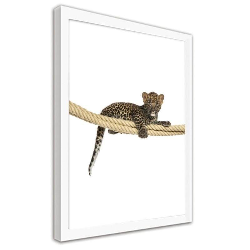 Glezna baltā rāmī - Leopard on the rope Home Trends DECO