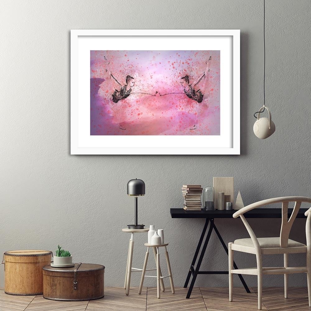 Glezna baltā rāmī - Little Ballerina Front Of The Mirror Home Trends DECO