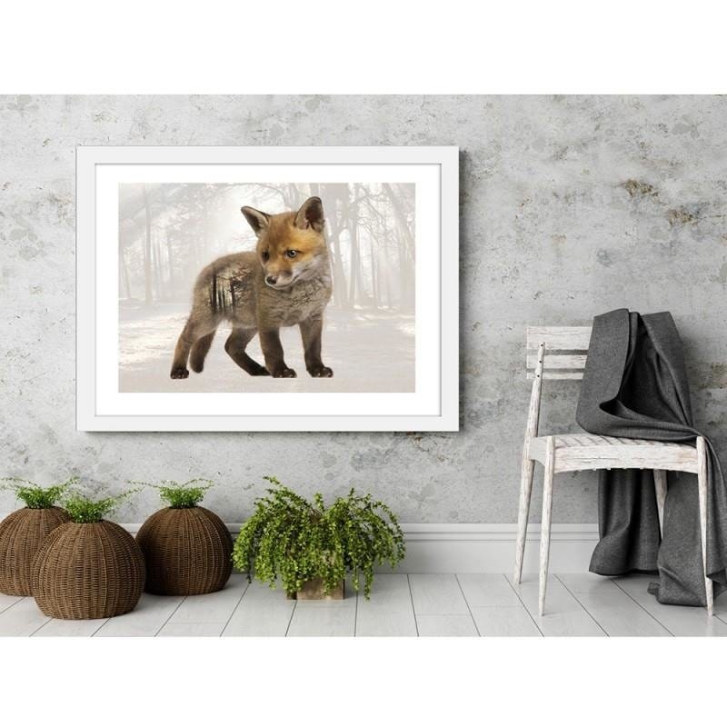 Glezna baltā rāmī - Little fox Home Trends DECO