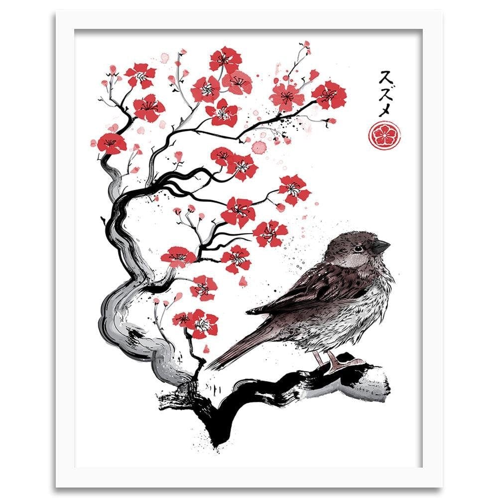 Glezna baltā rāmī - Little Sparrow Red Home Trends DECO