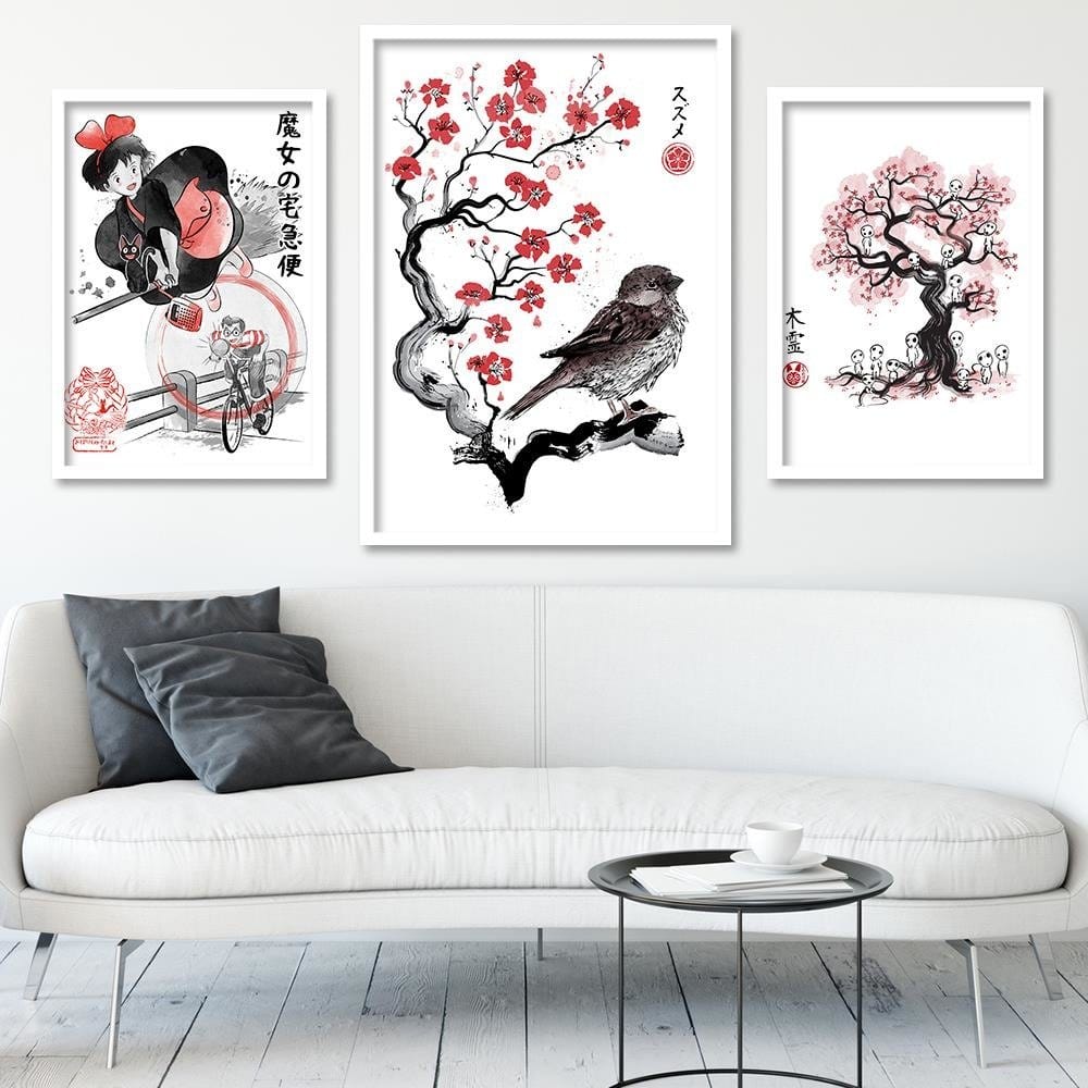 Glezna baltā rāmī - Little Sparrow Red  Home Trends DECO