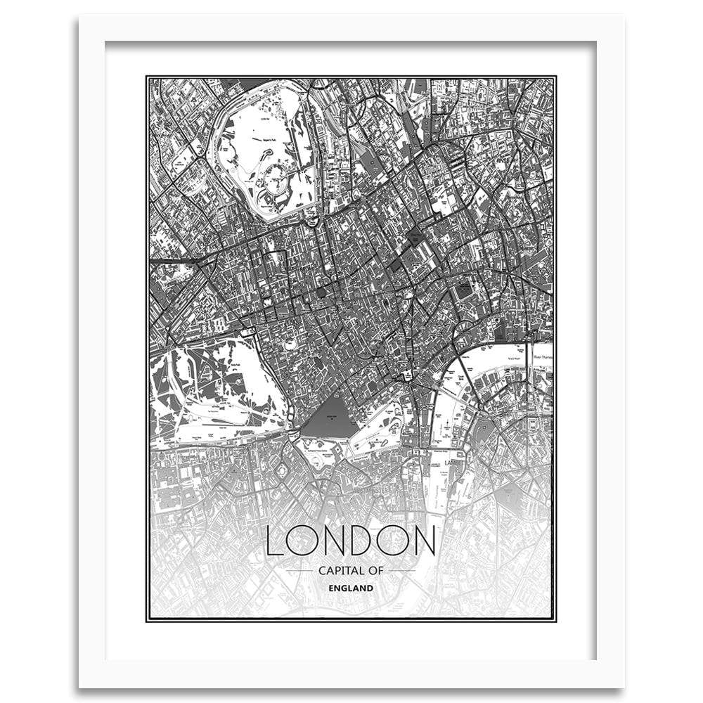 Glezna baltā rāmī - London City Plan Home Trends DECO