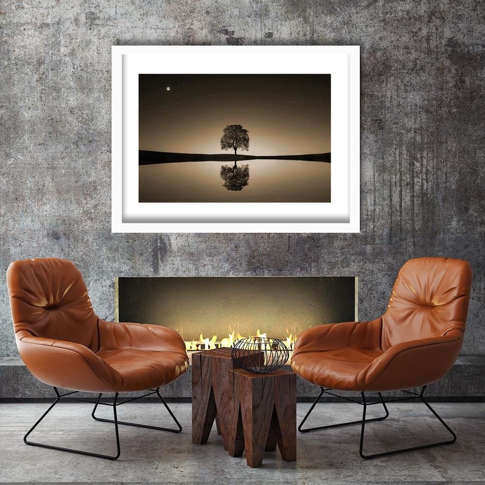 Glezna baltā rāmī - Lonely Tree 1 Home Trends DECO