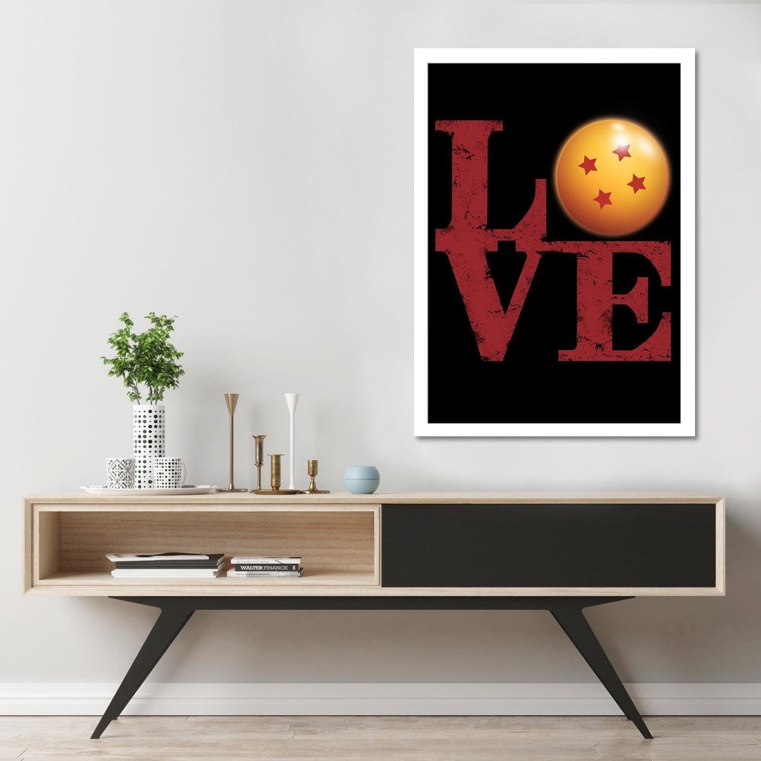 Glezna baltā rāmī - Love Inscription Red Home Trends DECO