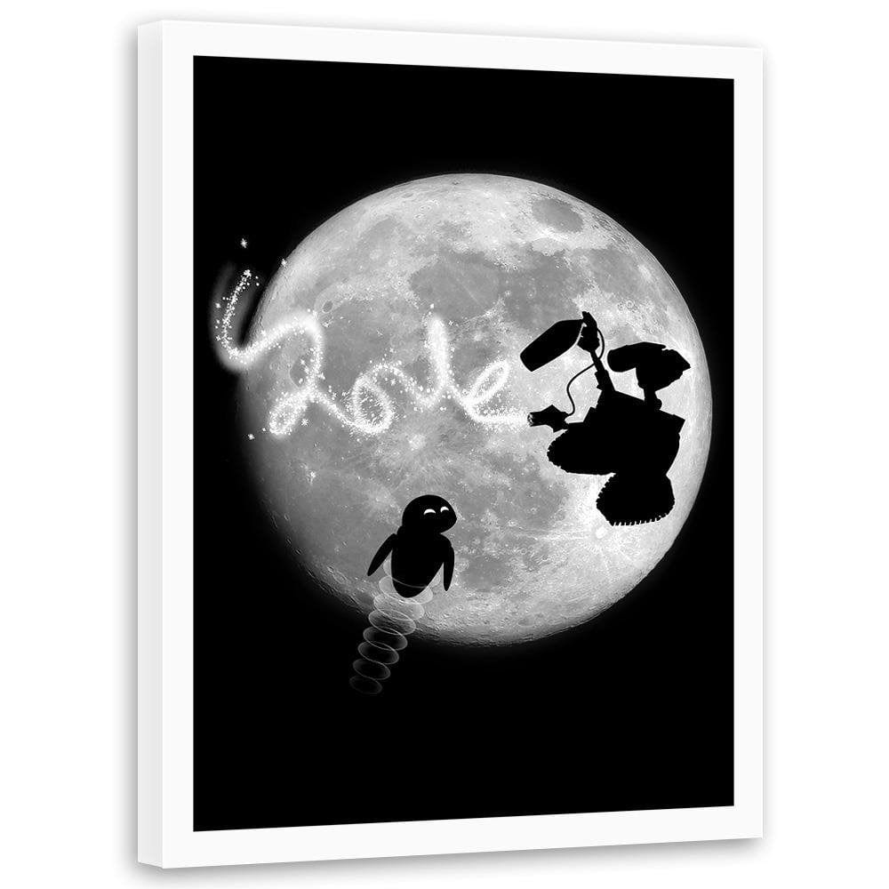 Glezna baltā rāmī - Love Two Robots Grey Home Trends DECO