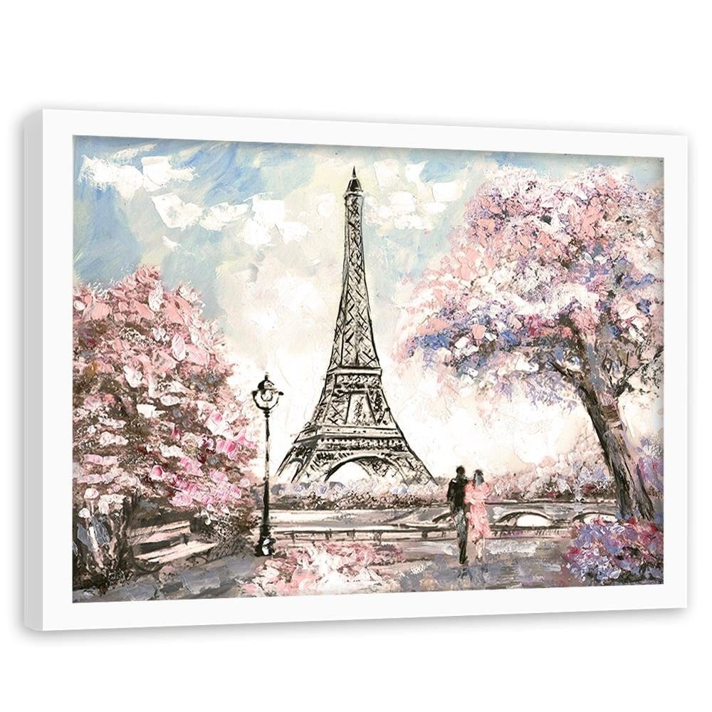 Glezna baltā rāmī - Lovers By The Eiffel Tower Home Trends DECO