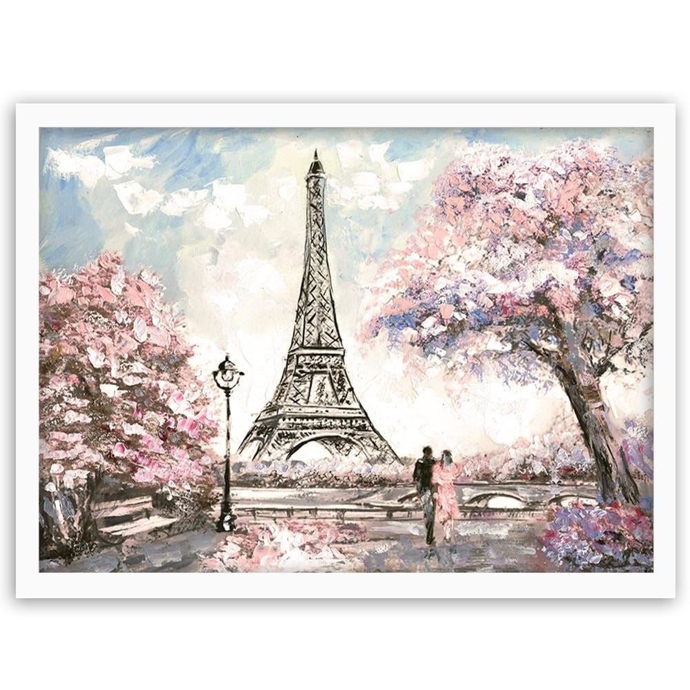 Glezna baltā rāmī - Lovers By The Eiffel Tower Home Trends DECO