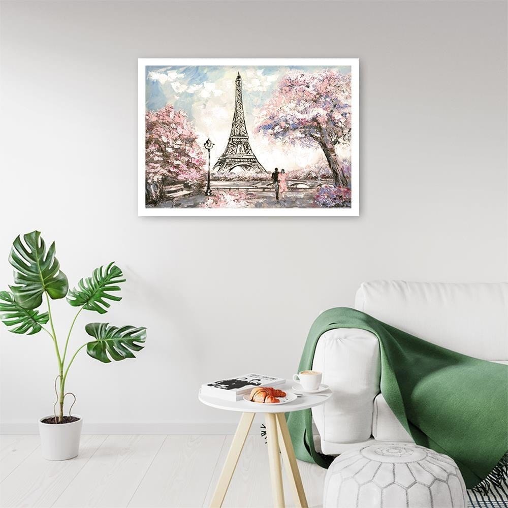Glezna baltā rāmī - Lovers By The Eiffel Tower Home Trends DECO