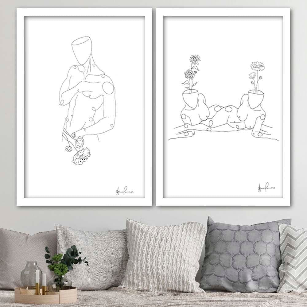Glezna baltā rāmī - Lying Down Women Home Trends DECO