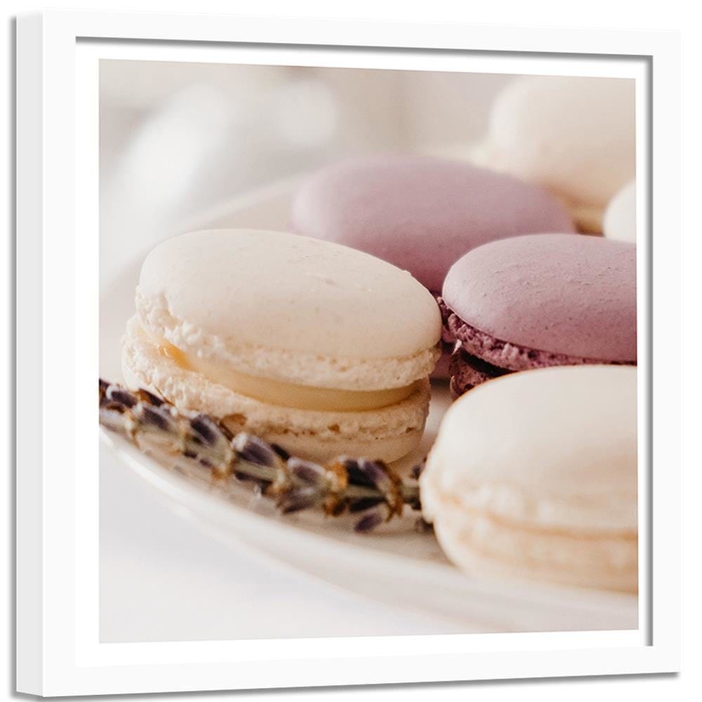 Glezna baltā rāmī - Macaroons On A Plate 2 Home Trends DECO