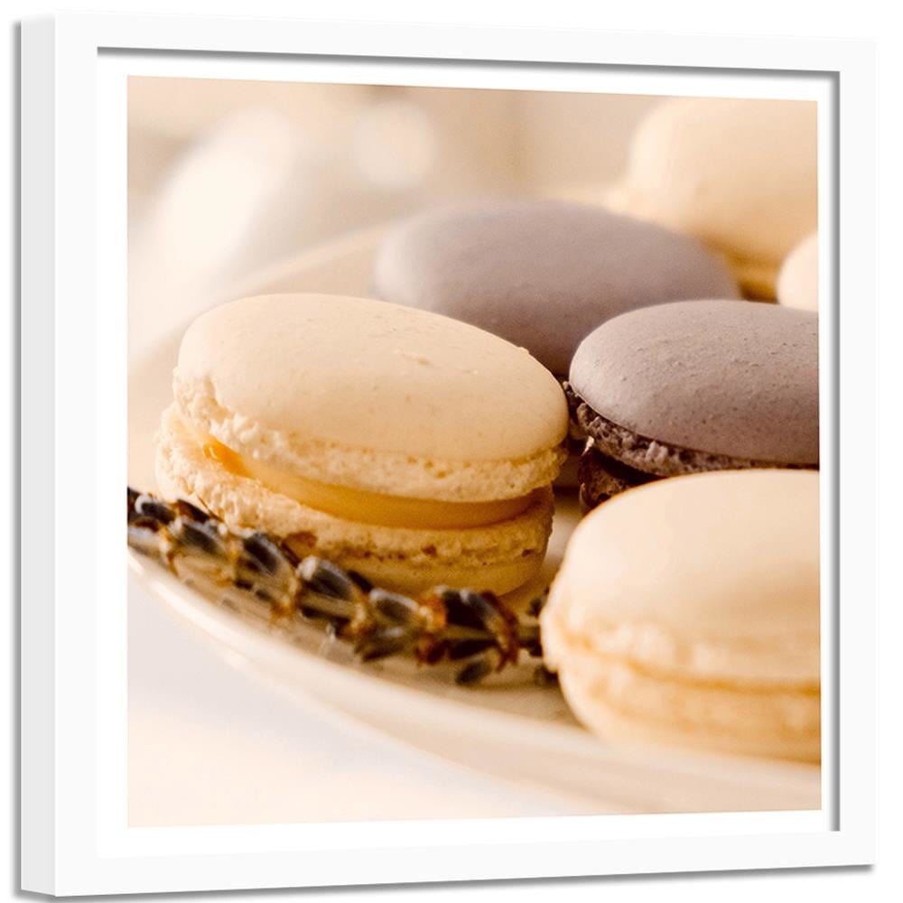 Glezna baltā rāmī - Macaroons On A Plate Home Trends DECO
