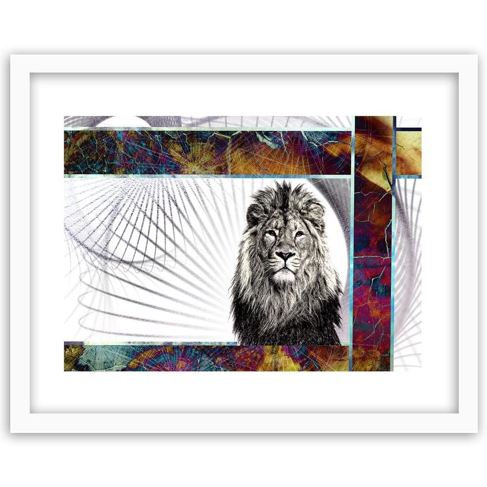 Glezna baltā rāmī - Majestic Lion Home Trends DECO