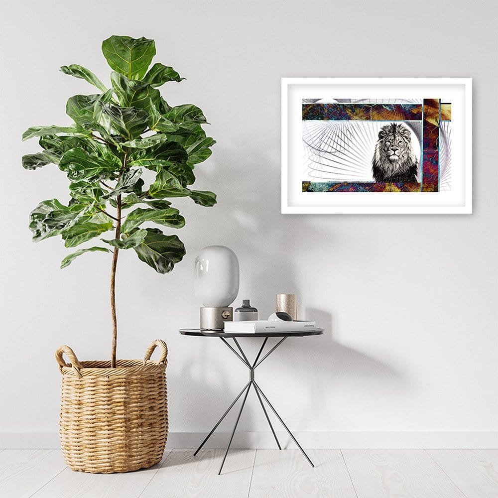 Glezna baltā rāmī - Majestic Lion Home Trends DECO