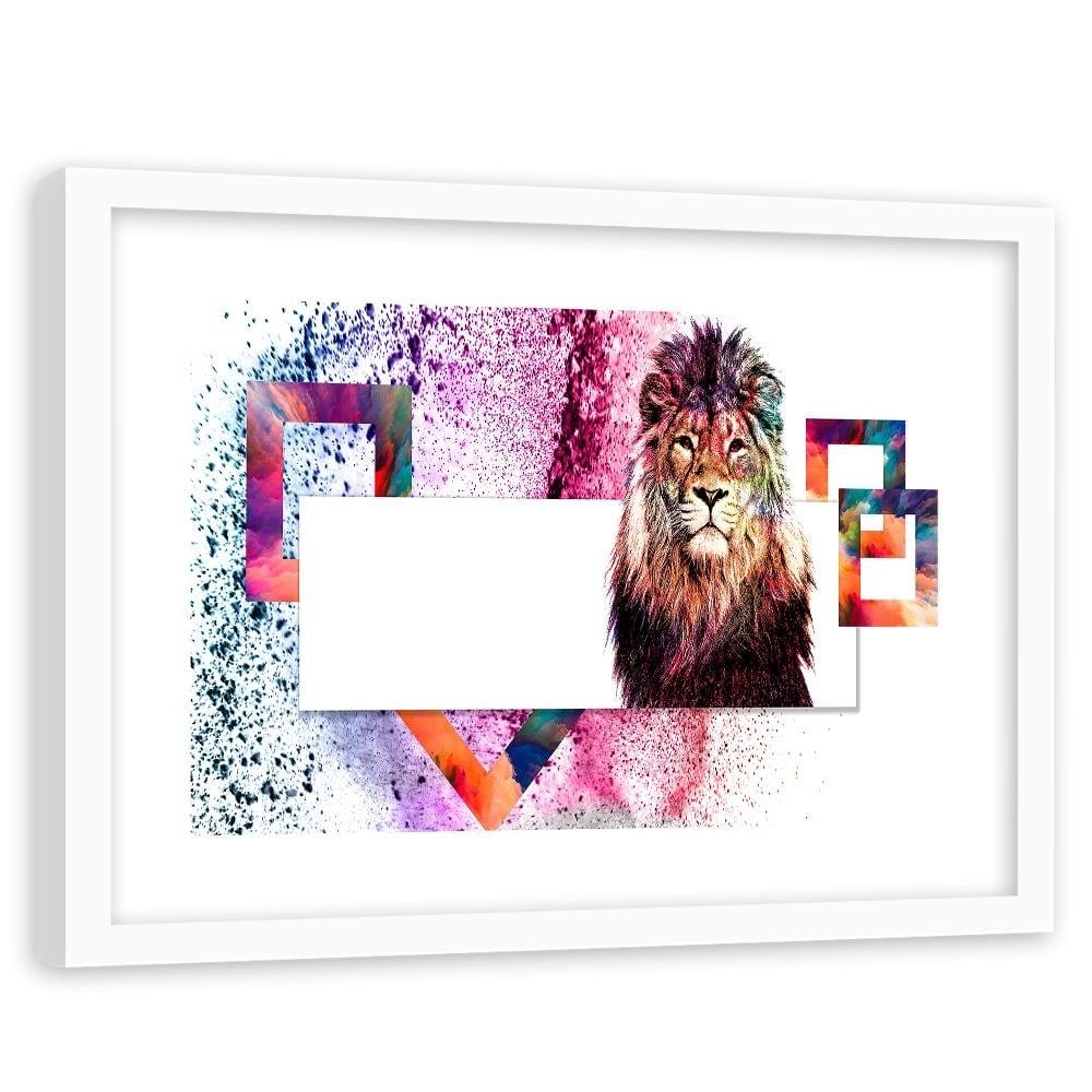 Glezna baltā rāmī - Majestic Lion Home Trends DECO
