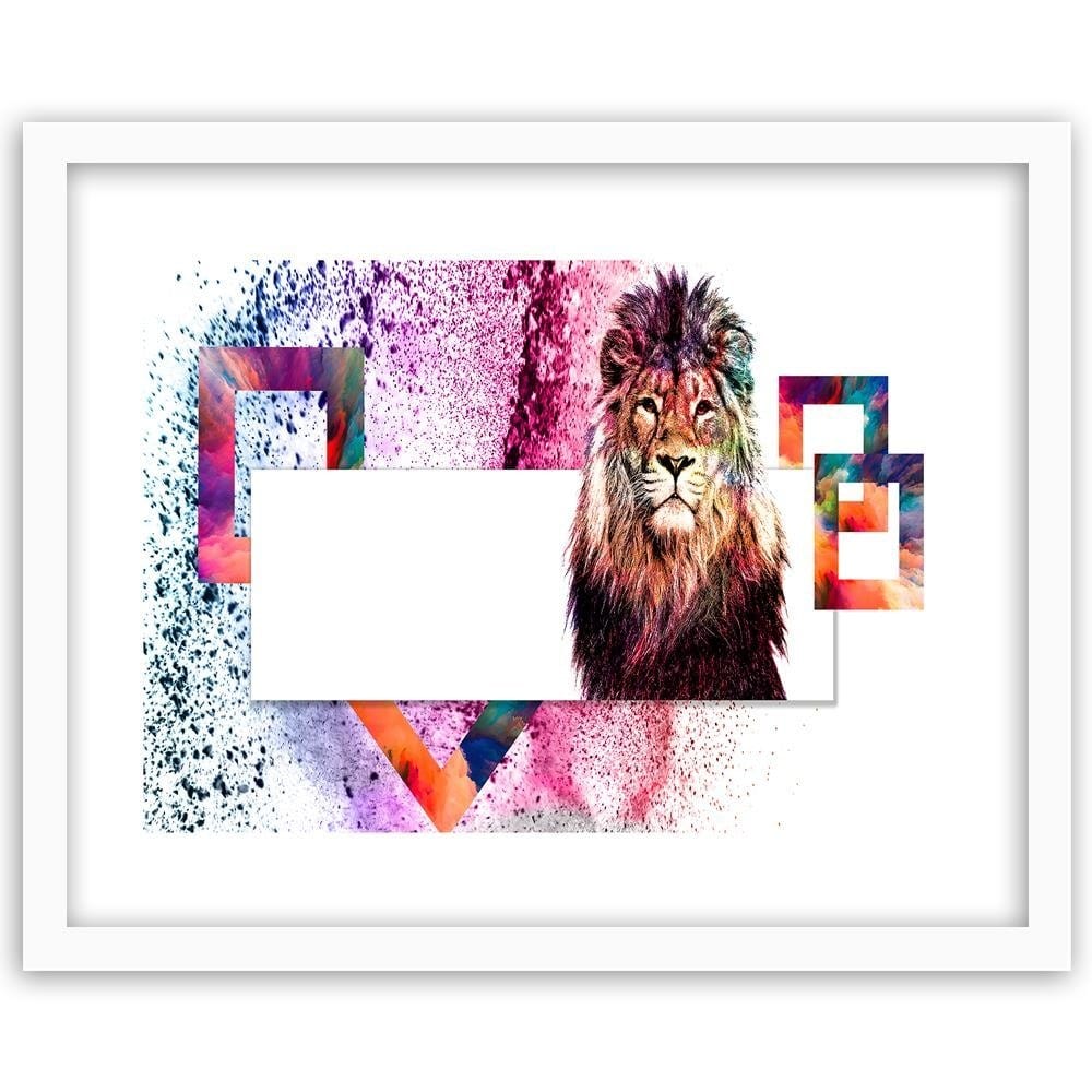 Glezna baltā rāmī - Majestic Lion Home Trends DECO
