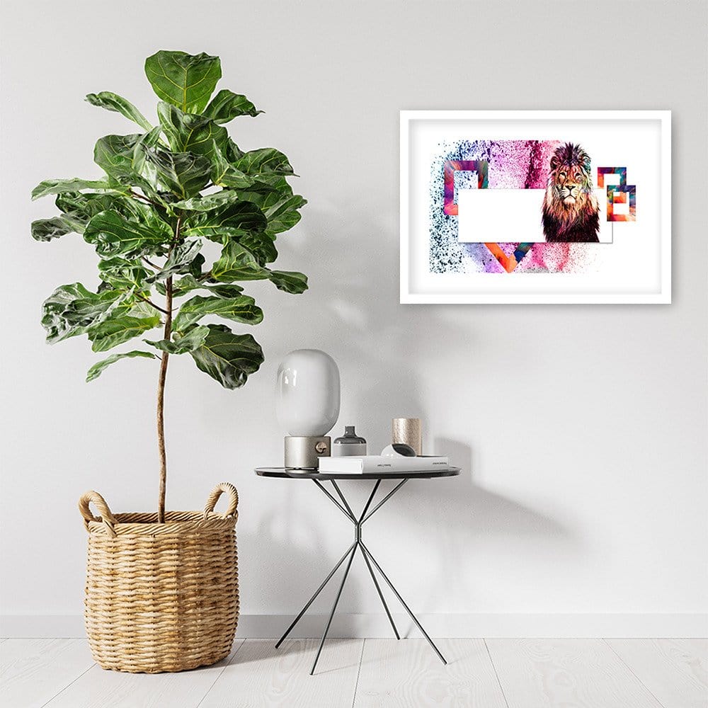 Glezna baltā rāmī - Majestic Lion Home Trends DECO