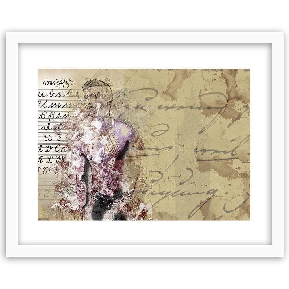 Glezna baltā rāmī - Man Abstraction Home Trends DECO