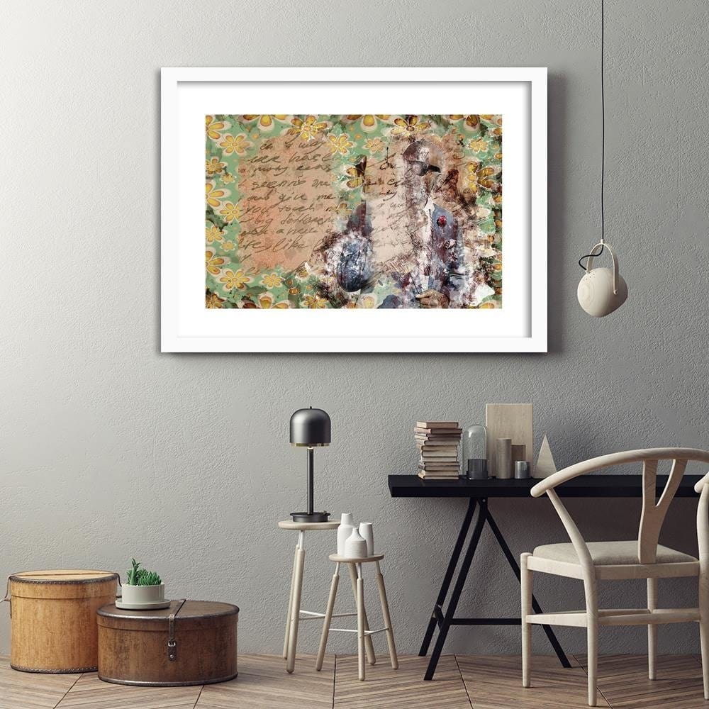 Glezna baltā rāmī - Man In Suit Abstraction Home Trends DECO