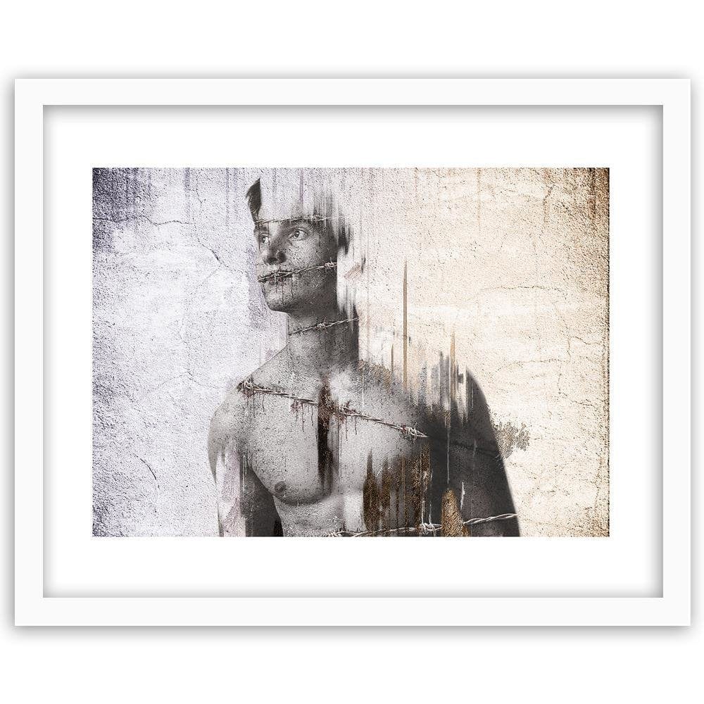 Glezna baltā rāmī - Man With Barbed Wire Home Trends DECO