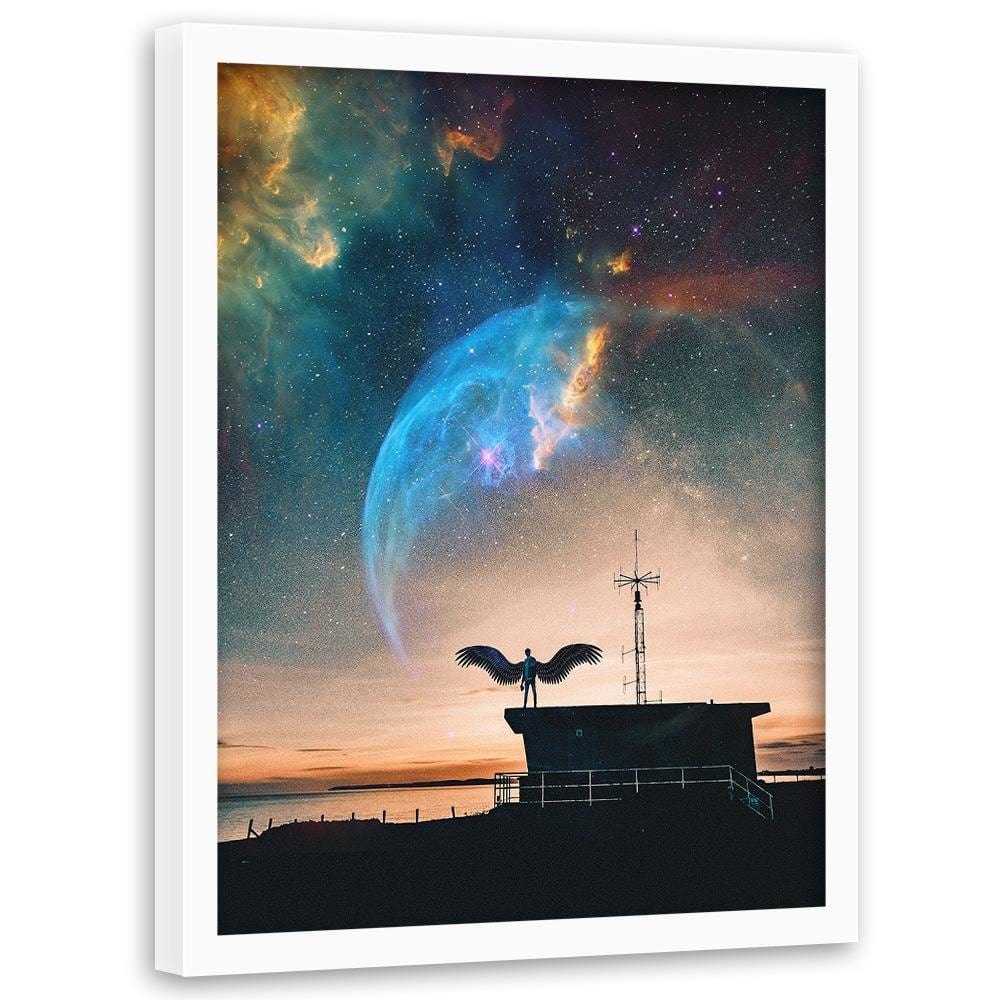Glezna baltā rāmī - Man With Wings And Sky Home Trends DECO