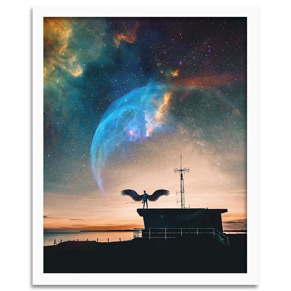 Glezna baltā rāmī - Man With Wings And Sky Home Trends DECO