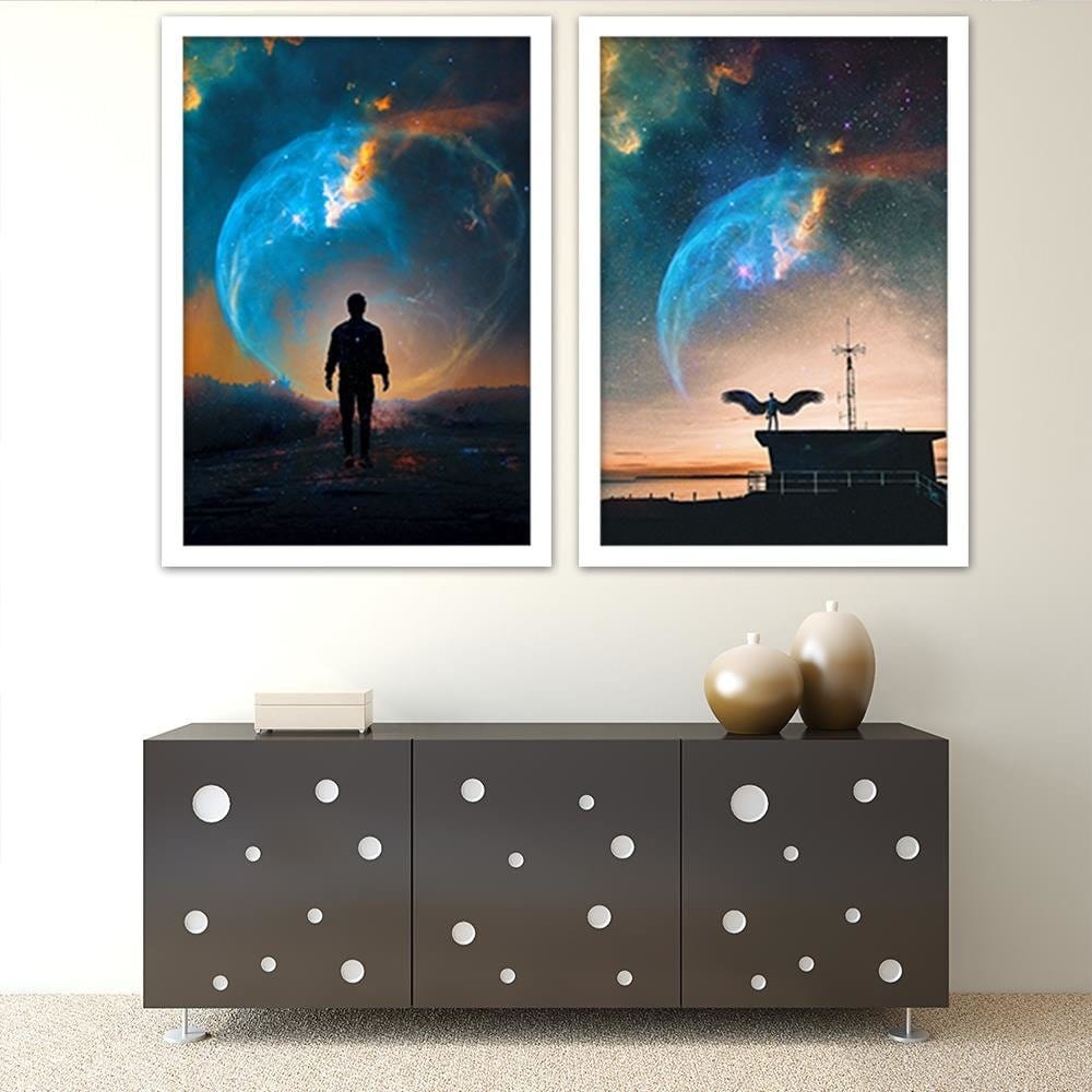 Glezna baltā rāmī - Man With Wings And Sky Home Trends DECO