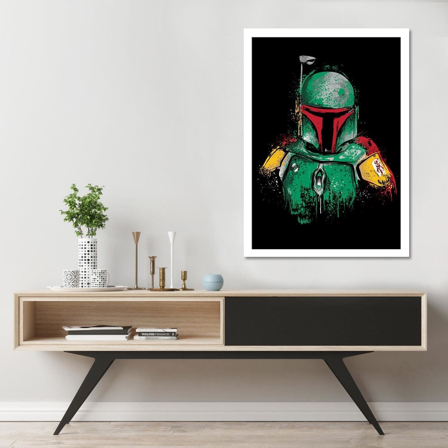 Glezna baltā rāmī - Mandalorian Armor Home Trends DECO