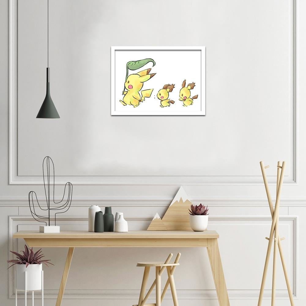 Glezna baltā rāmī - Manga Strolling Yellow Creatures Home Trends DECO