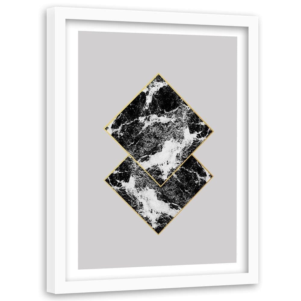 Glezna baltā rāmī - Marble Squares Home Trends DECO