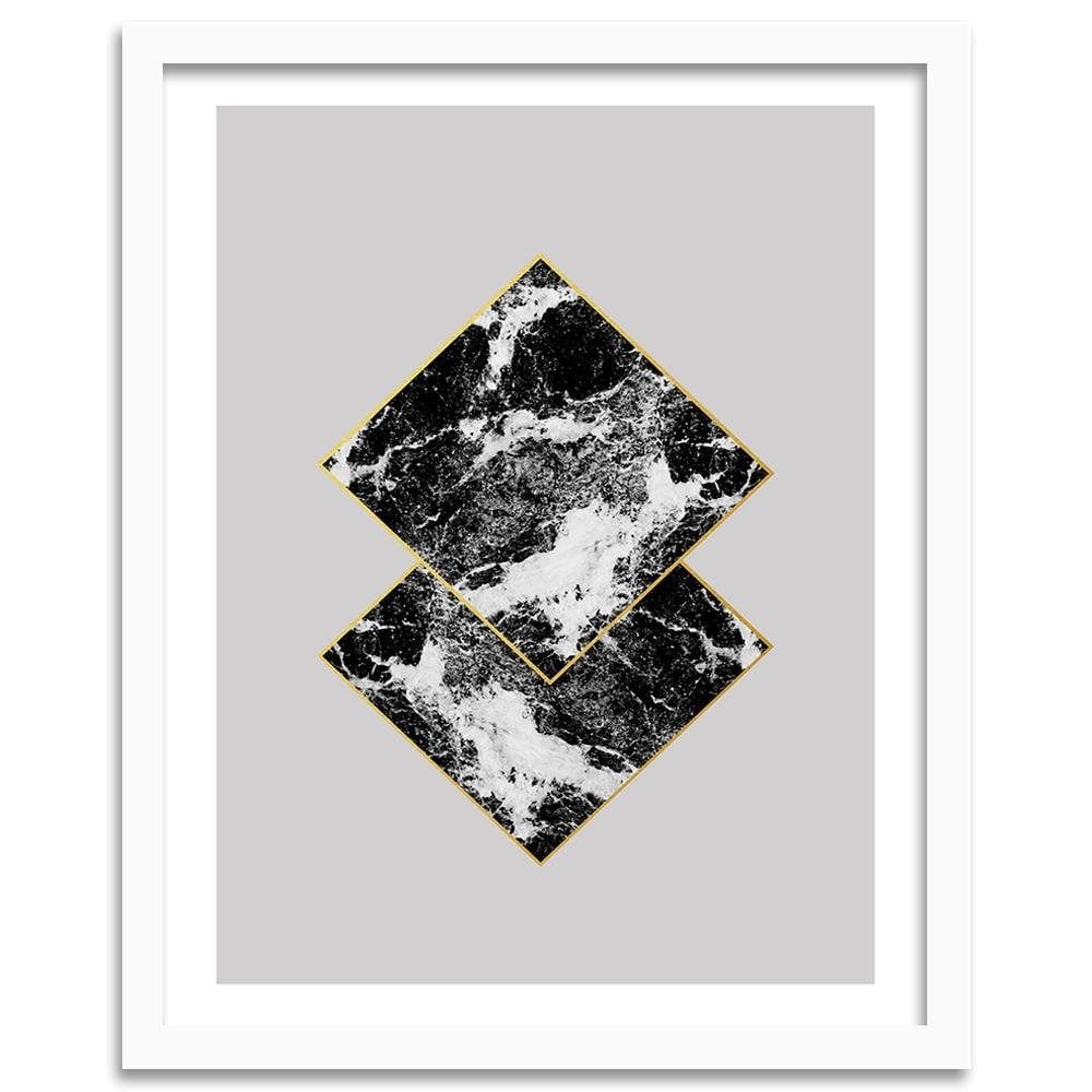 Glezna baltā rāmī - Marble Squares Home Trends DECO