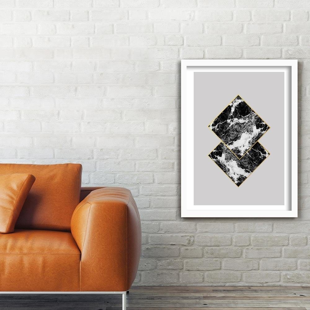 Glezna baltā rāmī - Marble Squares Home Trends DECO