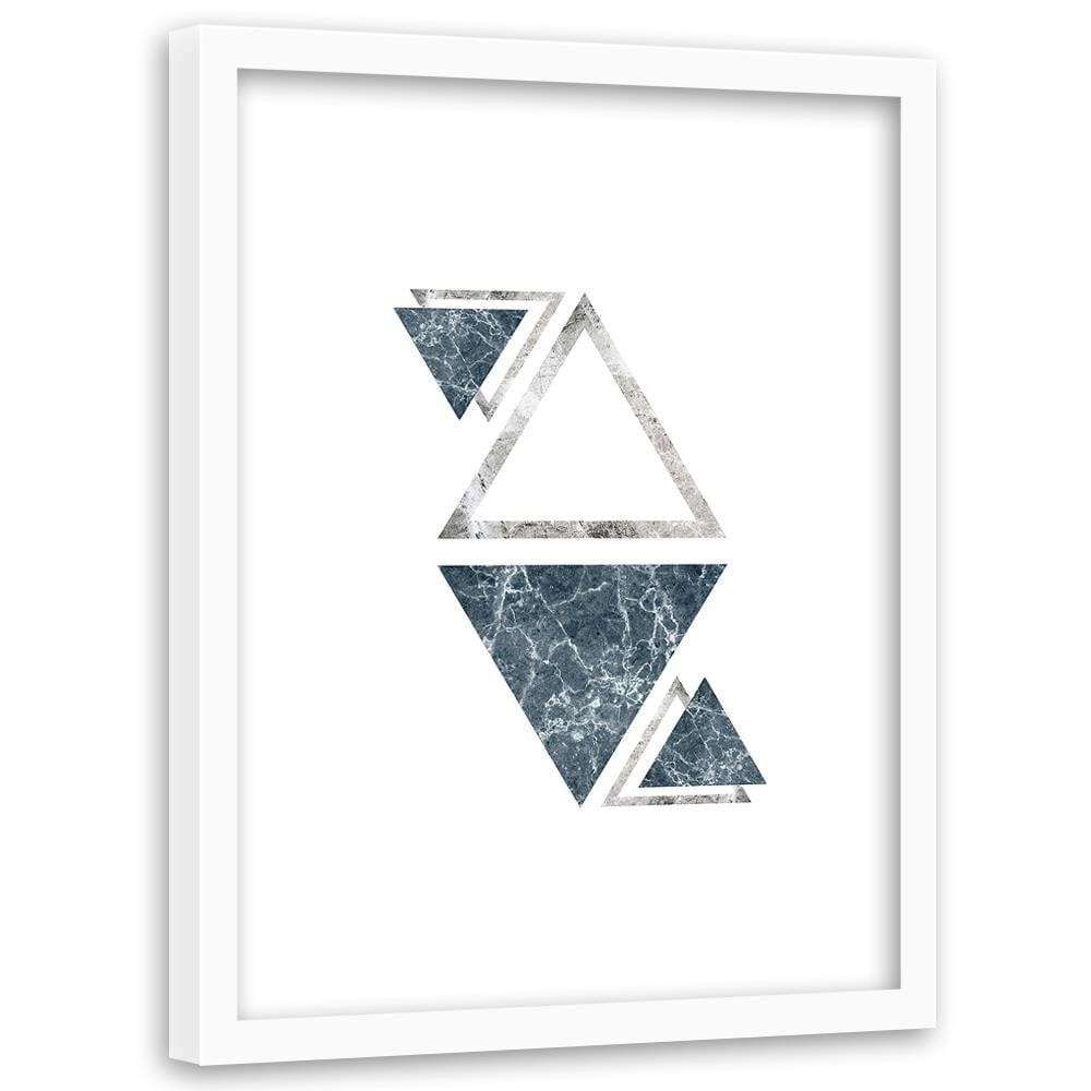 Glezna baltā rāmī - Marble Triangles - Abstraction Home Trends DECO