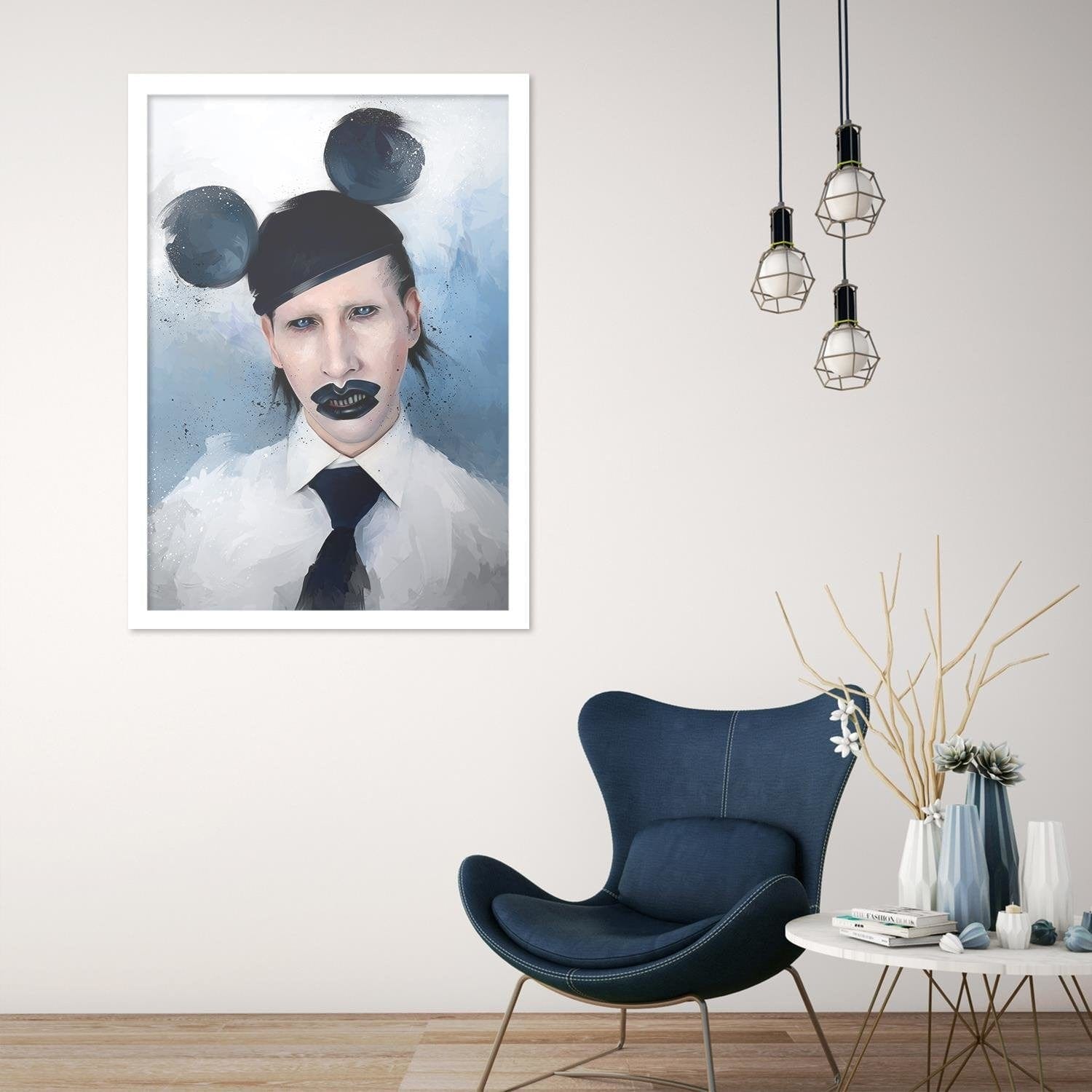 Glezna baltā rāmī - Marilyn Manson Mouse Home Trends DECO