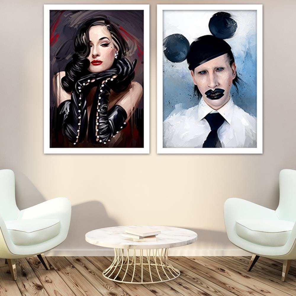 Glezna baltā rāmī - Marilyn Manson Mouse Home Trends DECO