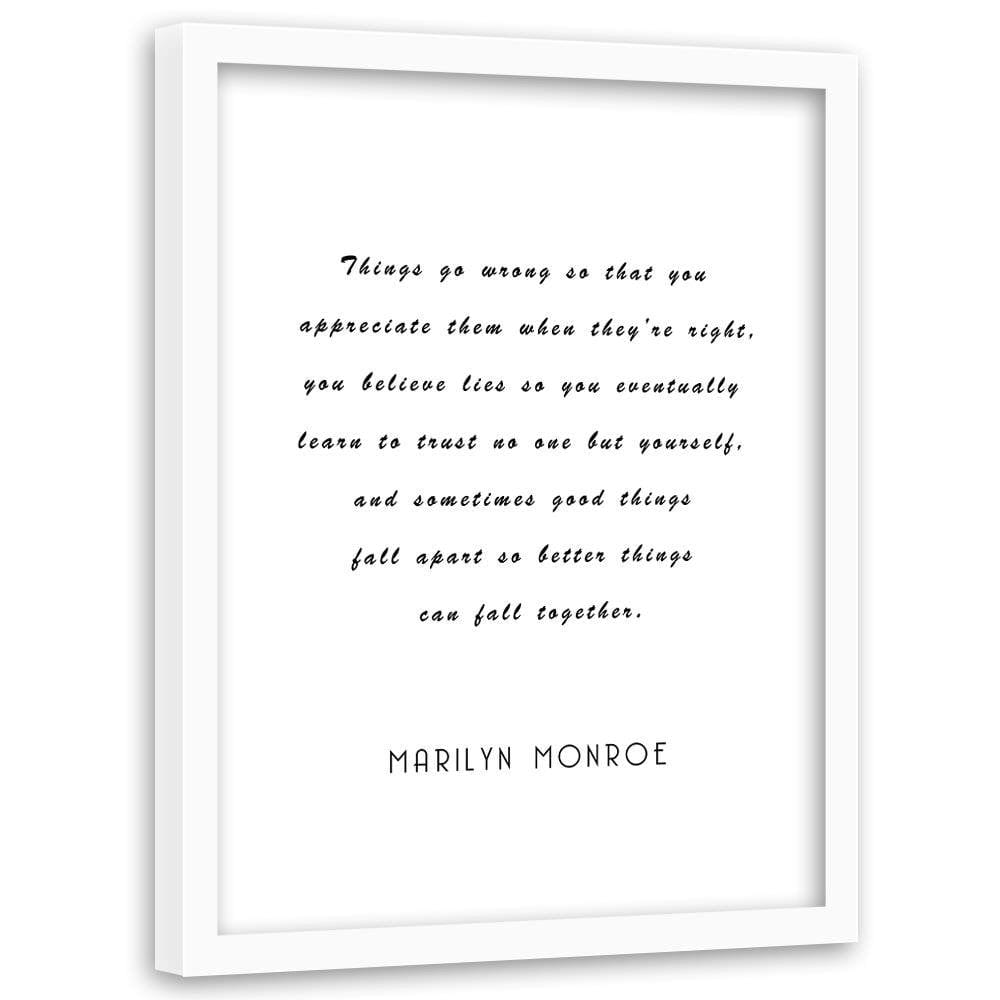 Glezna baltā rāmī - Marilyn Quote Home Trends DECO