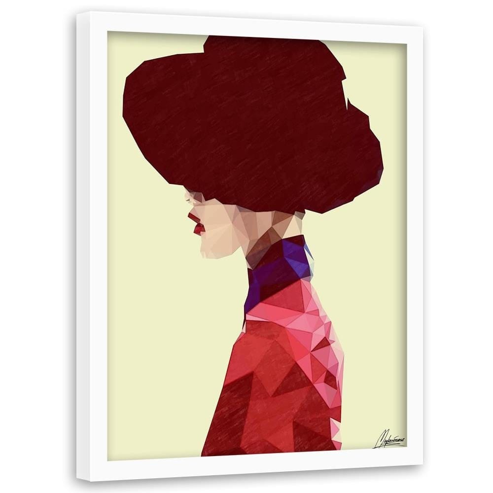 Glezna baltā rāmī - Maroon Hat Home Trends DECO