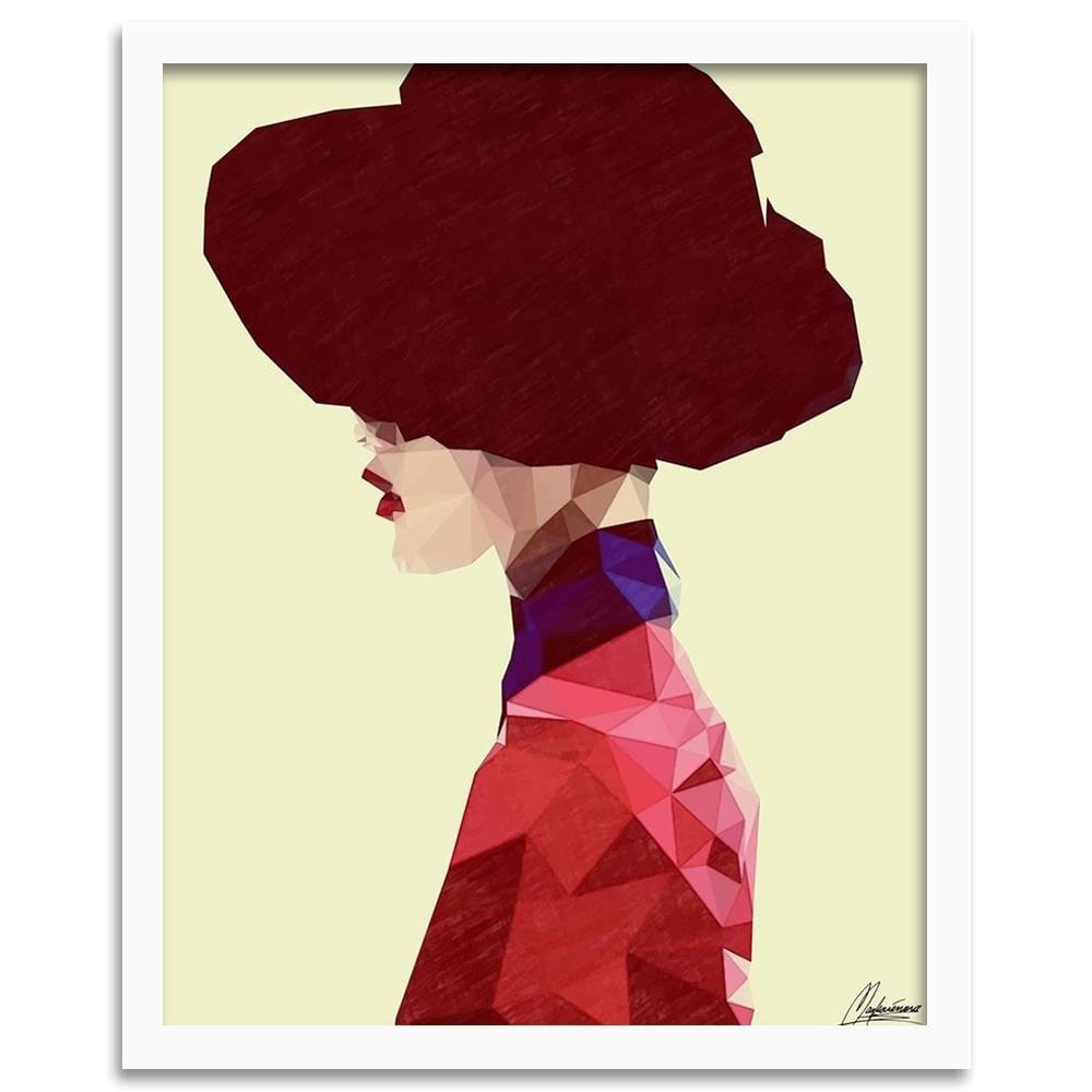 Glezna baltā rāmī - Maroon Hat Home Trends DECO