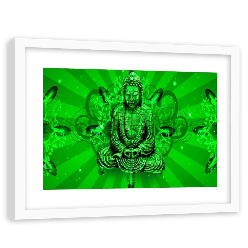 Glezna baltā rāmī - Meditator Buddha Home Trends DECO