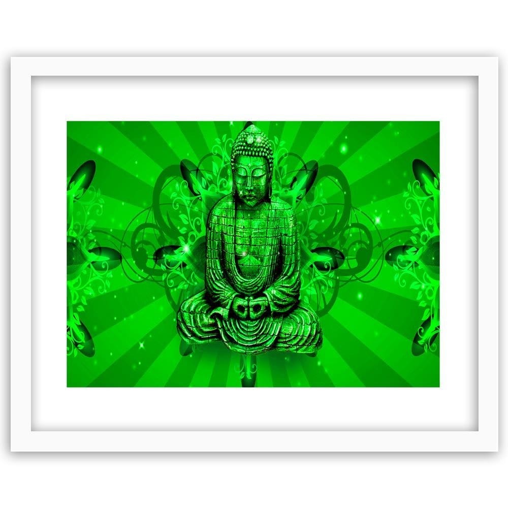 Glezna baltā rāmī - Meditator Buddha Home Trends DECO