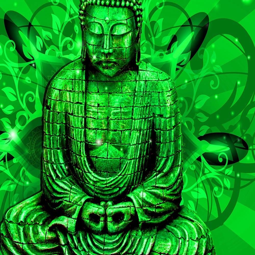 Glezna baltā rāmī - Meditator Buddha Home Trends DECO