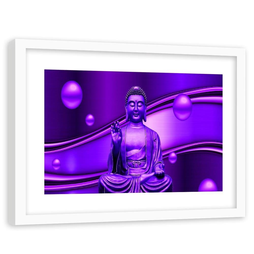Glezna baltā rāmī - Meditator Buddha On An Abstract Background Home Trends DECO